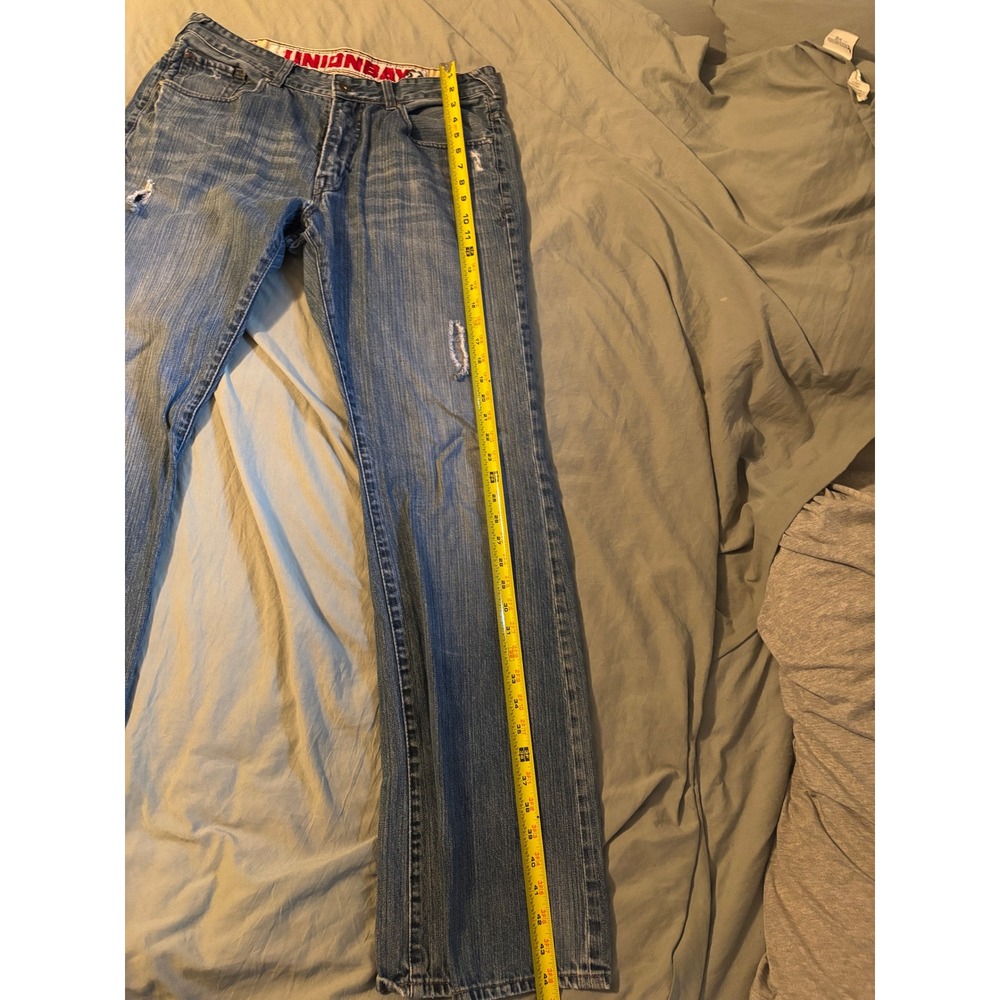 Unionbay Mens Distressed Straight Leg Blue Denim Jeans 34x34 Vintage Y2K Style - Picture 12 of 13